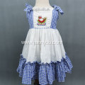 Hand-Embroidered Poplin Plaid Ruffled Lace for Girls